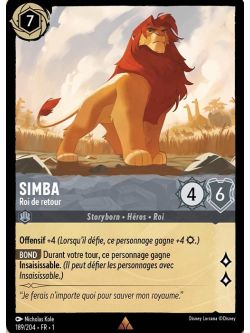 Lorcana - 1er Chapitre - Simba - Roi de retour - 189